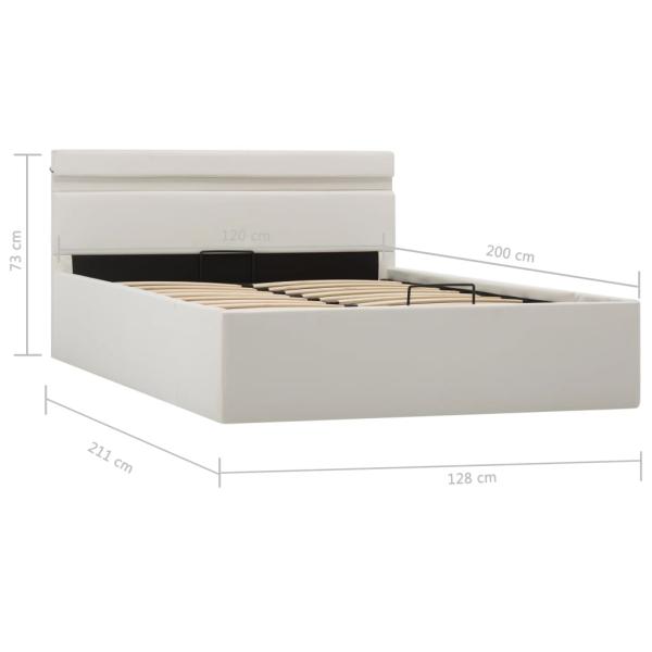 Bett mit Bettkasten Hydraulisch LED Weiß Kunstleder 120x200 cm 