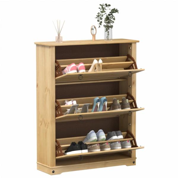 ARDEBO.de - Schuhschrank Corona 99x32x124,5 cm Massivholz Kiefer