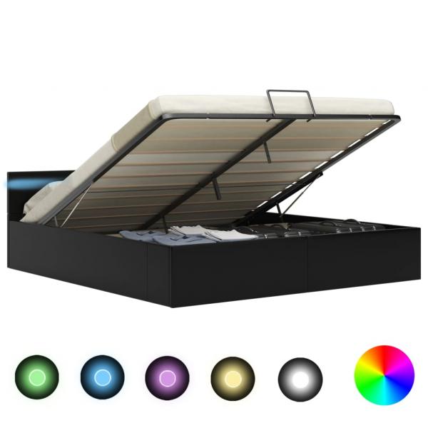 ARDEBO.de - Bett mit Bettkasten Hydraulisch LED Kunstleder 160x200 cm 