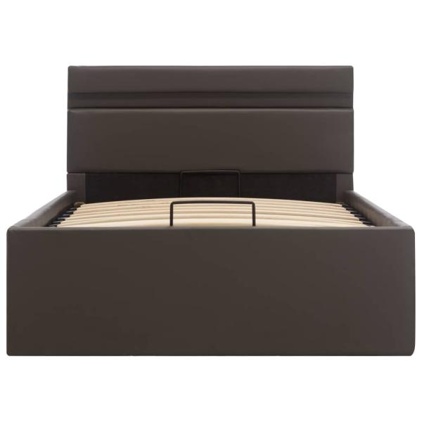 Bett mit Bettkasten Hydraulisch LED Grau Kunstleder 90x200 cm 