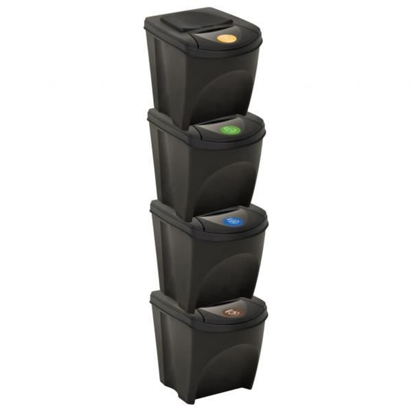 ARDEBO.de - Stapelbare Mülleimer 4 Stk. Anthrazit 100 L  