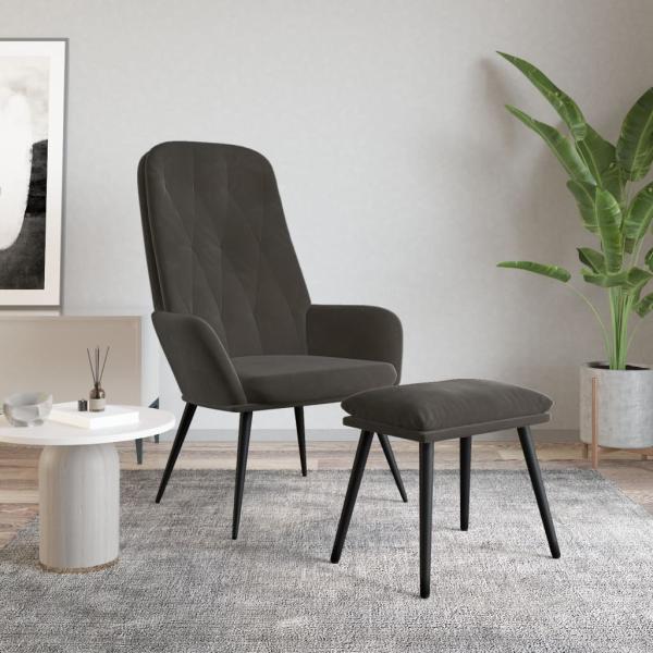 ARDEBO.de - Relaxsessel mit Hocker Dunkelgrau Samt