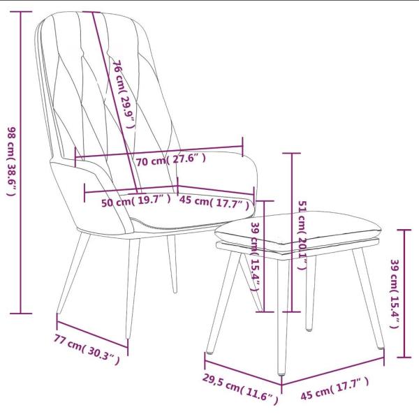 Relaxsessel mit Hocker Dunkelgrau Samt