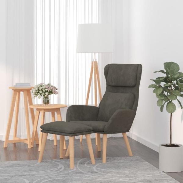 ARDEBO.de - Relaxsessel mit Hocker Dunkelgrau Samt