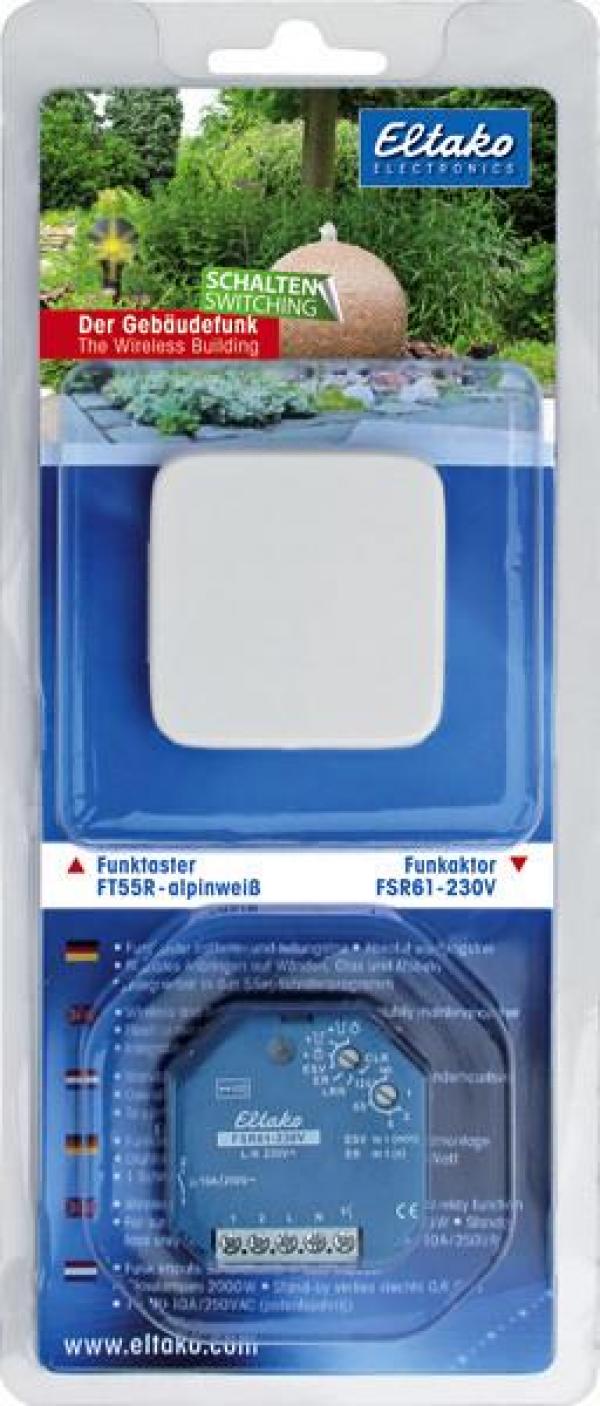 ARDEBO.de Eltako BPS-Ö Blister-Pack Schalten, Funktaster und Schaltaktor mit Stromstoßschalterfunktion, alpinweiß (30000021)