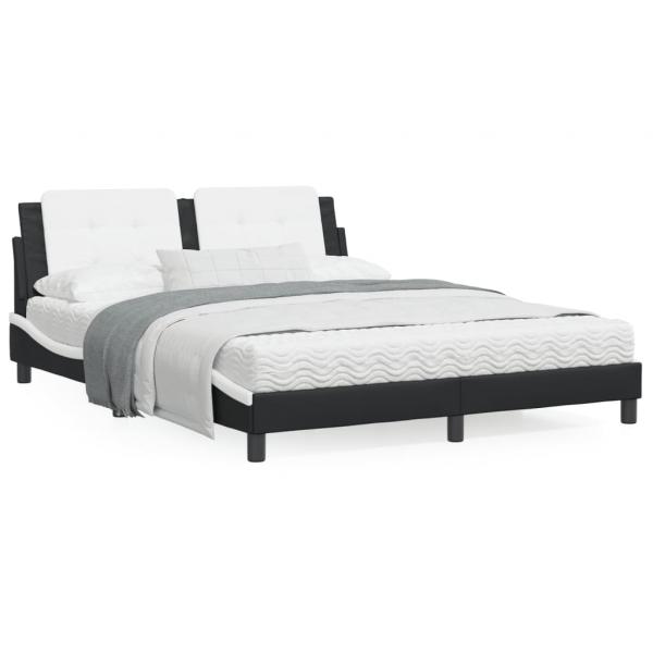 ARDEBO.de - Bett mit Matratze Schwarz und Weiß 160x200 cm Kunstleder