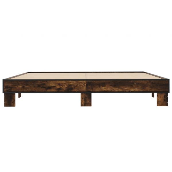 Bettgestell Räuchereiche 200x200 cm Holzwerkstoff und Metall