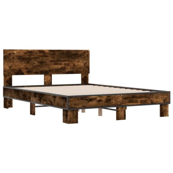 ARDEBO.de - Bettgestell Räuchereiche 120x190 cm Holzwerkstoff und Metall