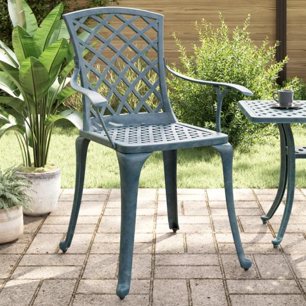 ARDEBO.de - Gartenstühle 2 Stk. Grün Aluminiumguss