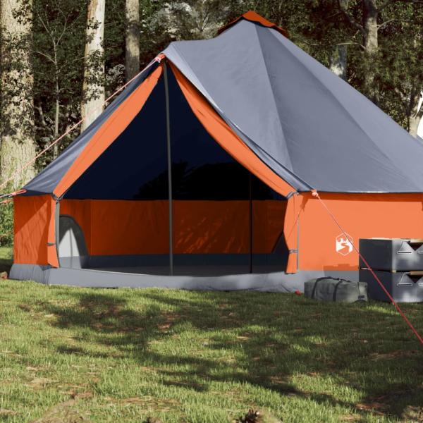 ARDEBO.de - Tipi-Familienzelt 8 Personen Grau und Orange Wasserdicht