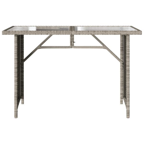 Gartentisch mit Glasplatte Hellgrau 110x68x70 cm Poly Rattan