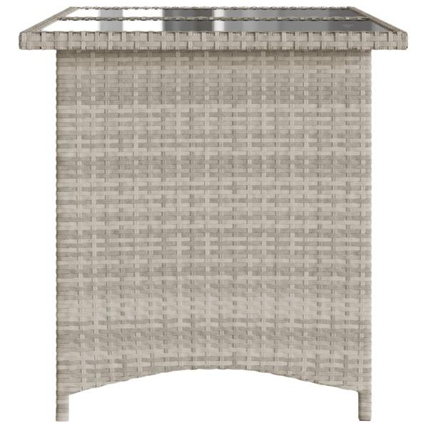 Gartentisch mit Glasplatte Hellgrau 110x68x70 cm Poly Rattan