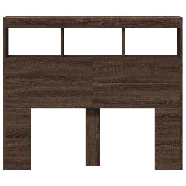 LED-Kopfteil mit Ablagen Braun Eichen-Optik 120x17x102 cm