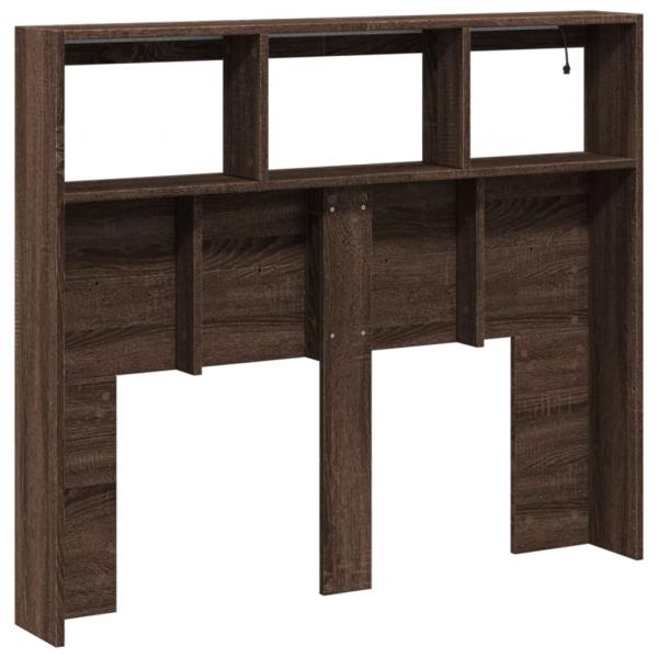 LED-Kopfteil mit Ablagen Braun Eichen-Optik 120x17x102 cm