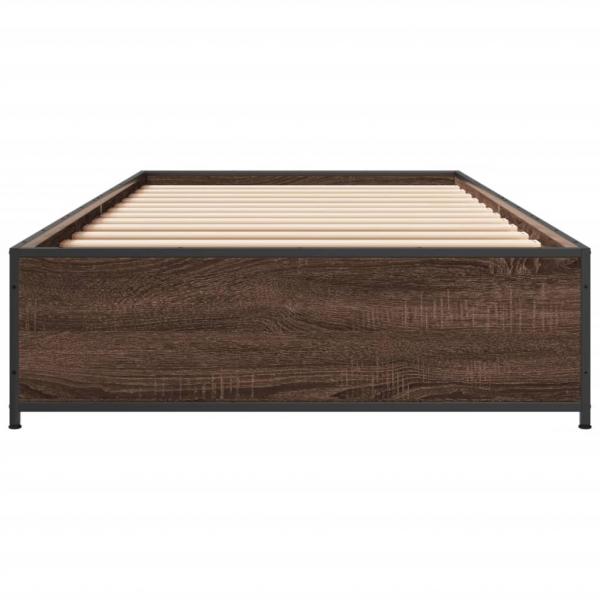 Bettgestell Braun Eichen-Optik 90x190 cm Holzwerkstoff Metall