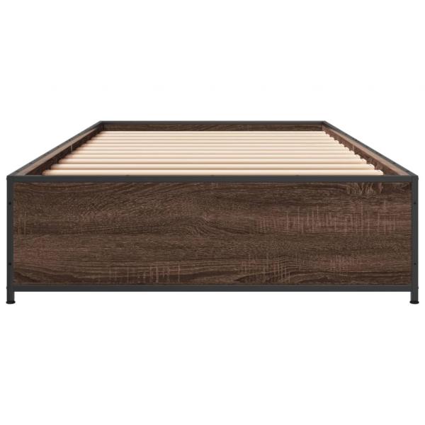 Bettgestell Braun Eichen-Optik 90x200 cm Holzwerkstoff Metall