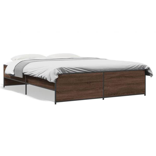 ARDEBO.de - Bettgestell Braun Eichen-Optik 150x200 cm Holzwerkstoff Metall