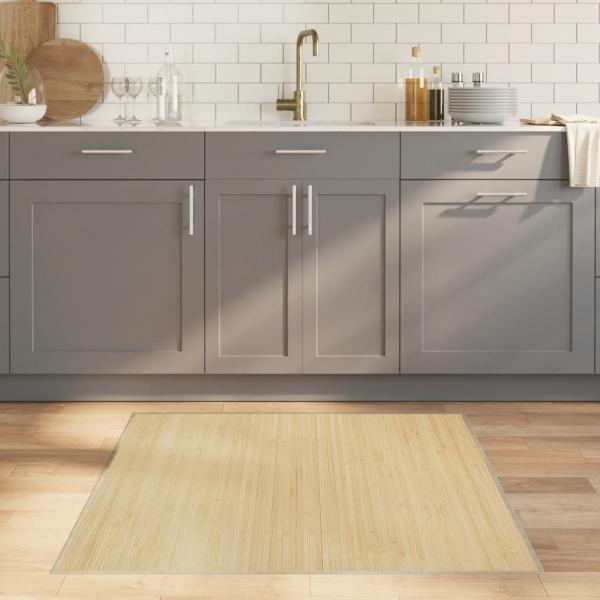 ARDEBO.de - Teppich Quadratisch Hell Natur 100x100 cm Bambus