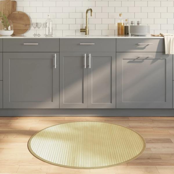 ARDEBO.de - Teppich Rund Hell Natur 100 cm Bambus