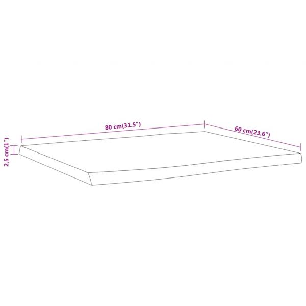 Tischplatte 80x60x2,5cm Rechteckig Massivholz Akazie Naturkante
