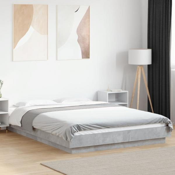 Bettgestell Betongrau 135x190 cm Holzwerkstoff