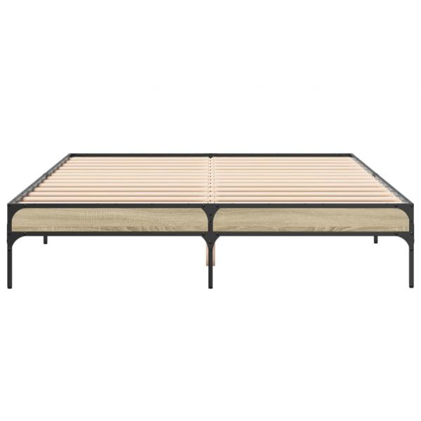 Bettgestell Sonoma-Eiche 150x200 cm Holzwerkstoff und Metall