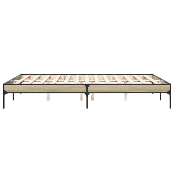 Bettgestell Sonoma-Eiche 150x200 cm Holzwerkstoff und Metall