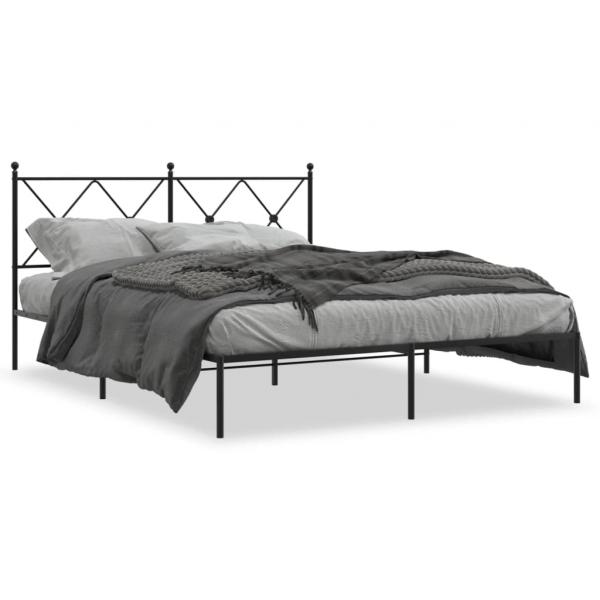 ARDEBO.de - Bettgestell mit Kopfteil Metall Schwarz 160x200 cm