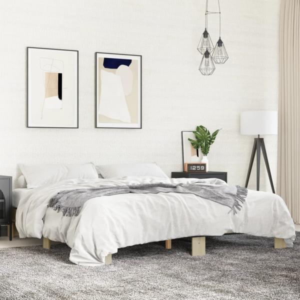 ARDEBO.de - Bettgestell Sonoma-Eiche 180x200 cm Holzwerkstoff und Metall