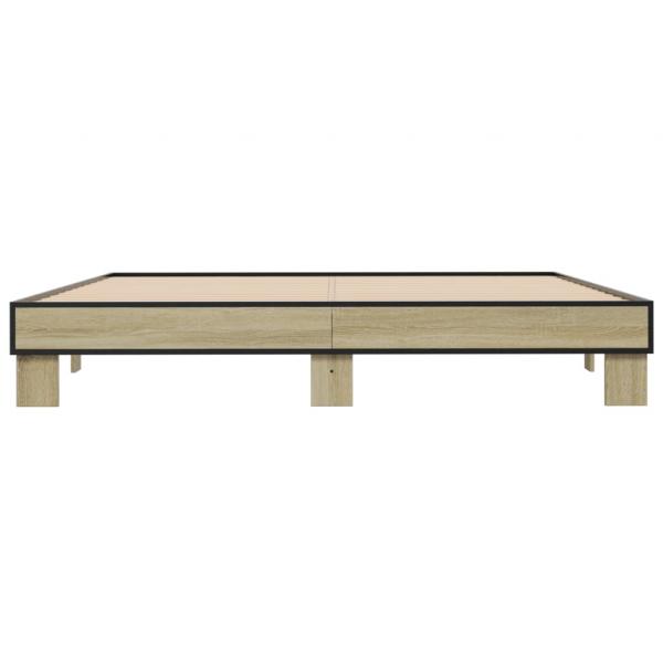 Bettgestell Sonoma-Eiche 160x200 cm Holzwerkstoff und Metall