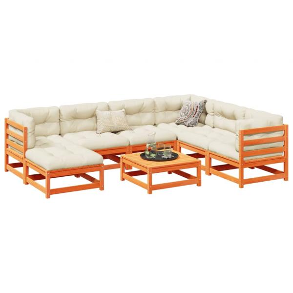 ARDEBO.de - 8-tlg. Garten-Sofagarnitur Wachsbraun Massivholz Kiefer