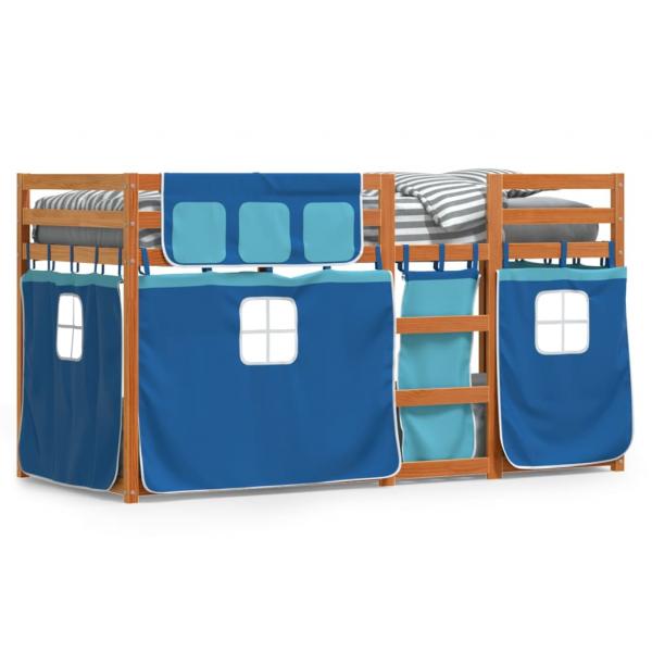 ARDEBO.de - Etagenbett mit Vorhängen Blau 75x190 cm Massivholz Kiefer