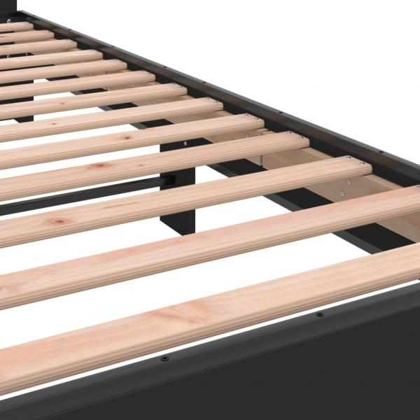 ARDEBO.de - Bettgestell Schwarz 200x200 cm Holzwerkstoff und Metall