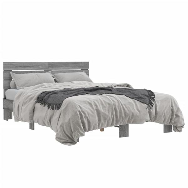 ARDEBO.de - Bettgestell Grau Sonoma 140x200 cm Holzwerkstoff und Metall