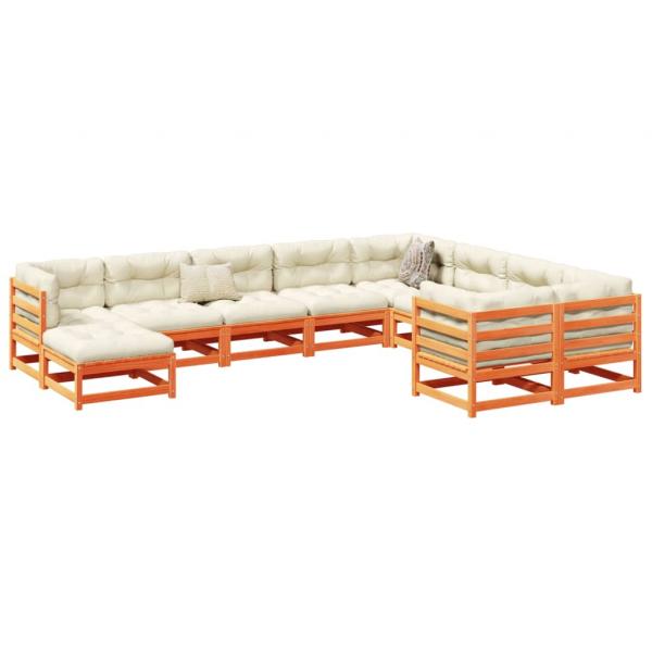 ARDEBO.de - 10-tlg. Garten-Sofagarnitur mit Kissen Wachsbraun Kiefernholz