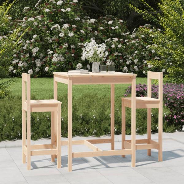 ARDEBO.de - 3-tlg. Gartenbar-Set Massivholz Kiefer