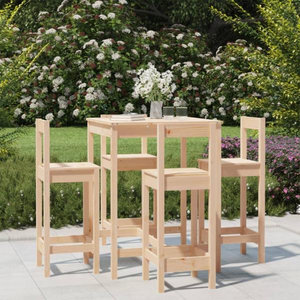 ARDEBO.de - 5-tlg. Gartenbar-Set Massivholz Kiefer