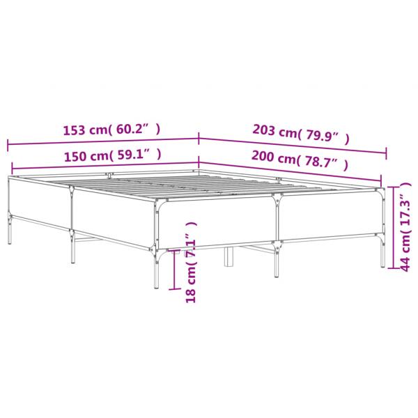 Bettgestell Sonoma-Eiche 150x200 cm Holzwerkstoff und Metall