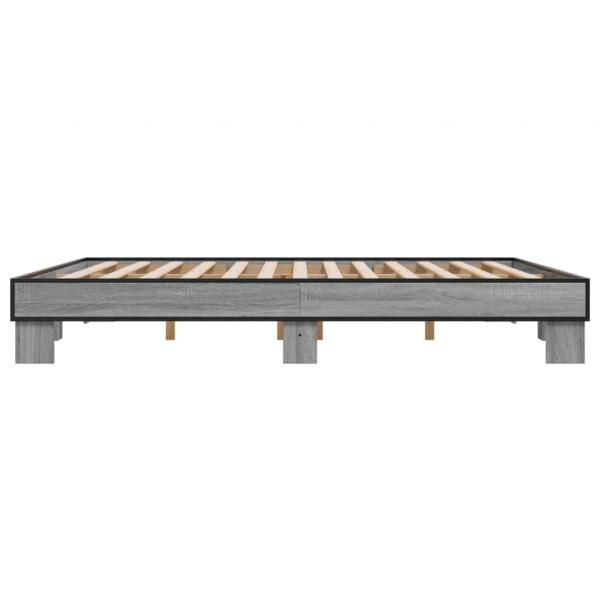 Bettgestell Grau Sonoma 160x200 cm Holzwerkstoff und Metall