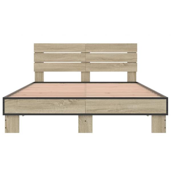 Bettgestell Sonoma-Eiche 140x200 cm Holzwerkstoff und Metall