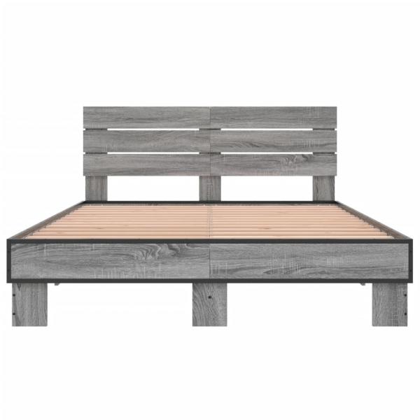 Bettgestell Grau Sonoma 120x200 cm Holzwerkstoff und Metall