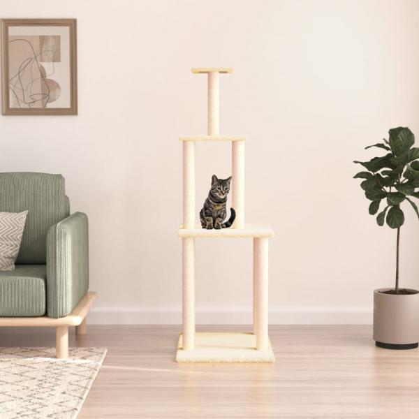 ARDEBO.de - Kratzbaum mit Sisal-Kratzsäulen Creme 149 cm