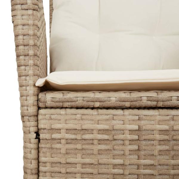 ARDEBO.de - 7-tlg. Garten-Essgruppe mit Kissen Beige Poly Rattan