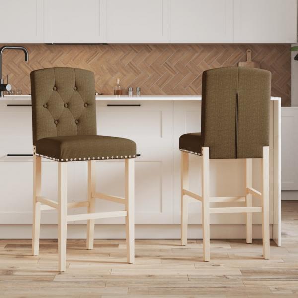 ARDEBO.de - Barstühle 2 Stk. Massivholz Gummibaum und Stoff