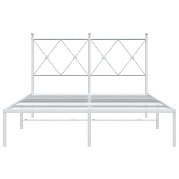 Bettgestell mit Kopfteil Metall Weiß 120x190 cm