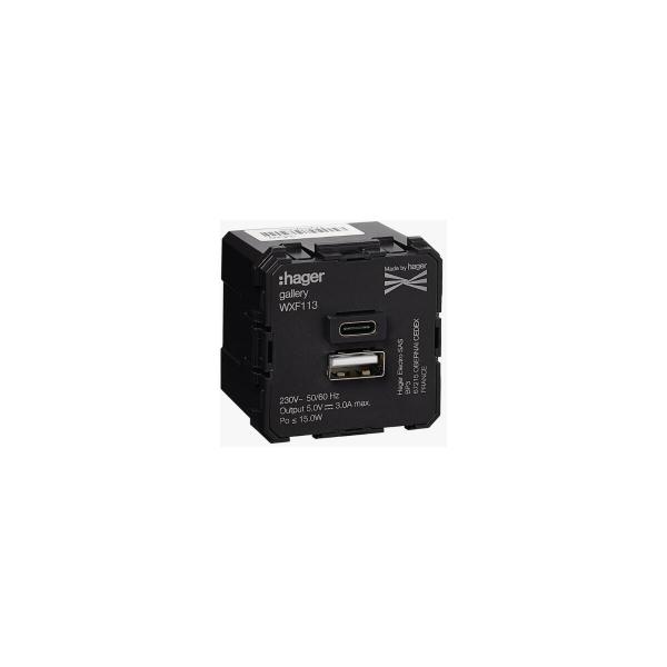 ARDEBO.de Hager WXF113 USB-Ladegerät Typ A+C, 230V