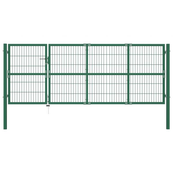 ARDEBO.de - Gartentor mit Pfosten 350 x 120 cm Stahl Grün