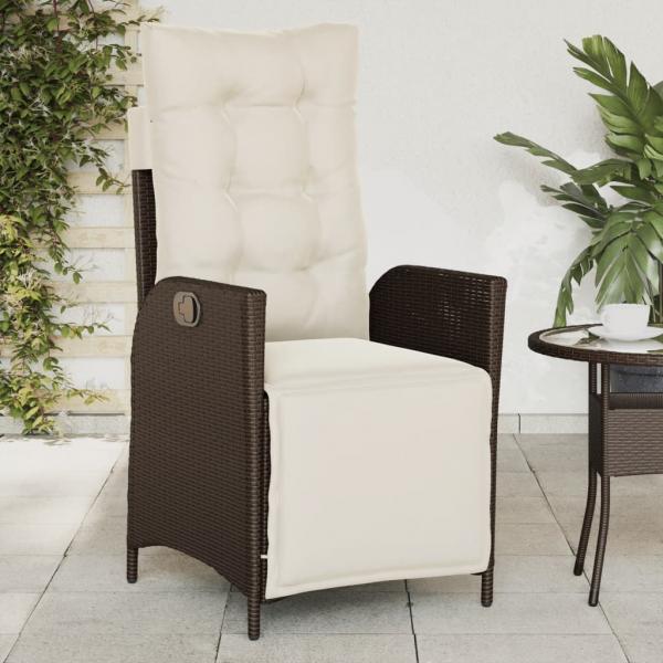 ARDEBO.de - Gartensessel mit Fußteil Verstellbar Braun Poly Rattan