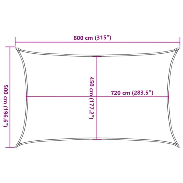 Sonnensegel 160 g/m² Weiß 5x8 m HDPE