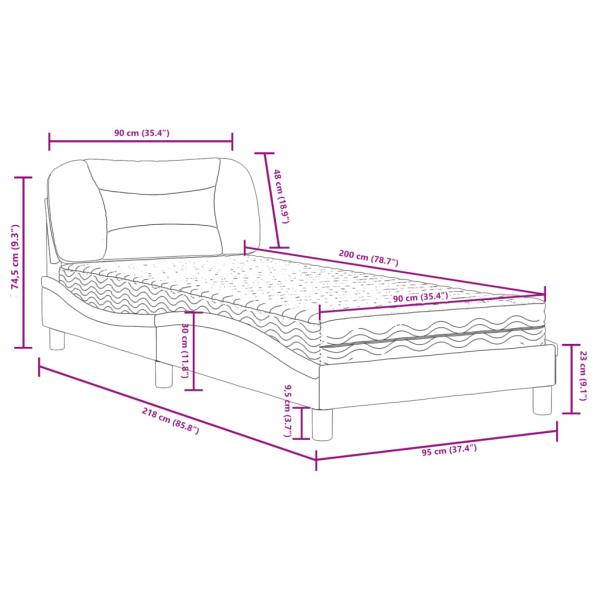 Bett mit Matratze Braun 90x200 cm Kunstleder